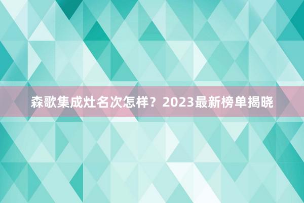 森歌集成灶名次怎样？2023最新榜单揭晓